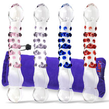LeLuv Glass 8 Inch Double-ended Slim Curved Wand with Pleasure Dots Dildo - £19.27 GBP+