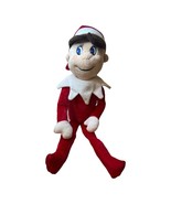 Elf On Shelf Christmas Plush 15&quot;  Brown Hair Blue Eyes Red Outfit Hat Wh... - $201.61 MXN