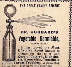 Dr Hubbard Vegetable Germicide Advertisement 1899 Victorian Boston Mass ... - $24.99