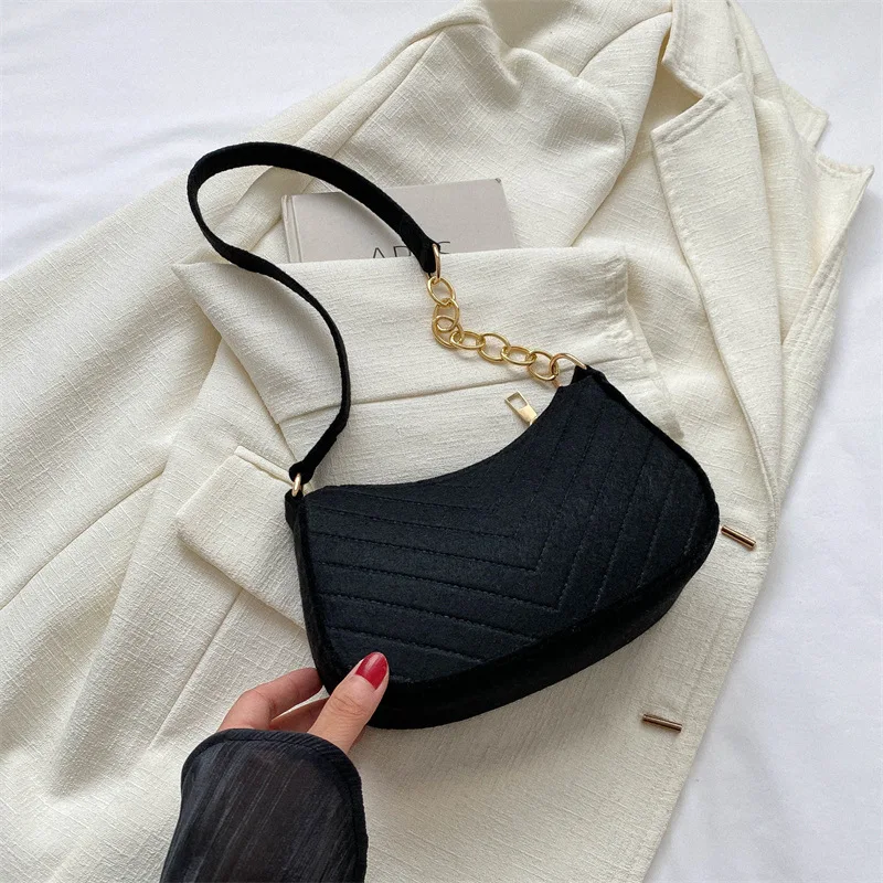 Mini Shoulder Bags for Women Fashion Felt Women&#39;s Bag Design Advanced Underarm H - £12.32 GBP