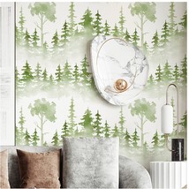 Watercolor Misty Forest Contact Paper For Home Decor Stick-On, 17.7In X 118In - £28.34 GBP