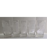 5 Vintage MC Federal Frosted Rose Design Tumblers Drinking Glasses - $923.45 MXN