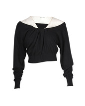 Alexander Wang Cropped Off The Shoulder Sweater In Wool Women Black S - £150.55 GBP