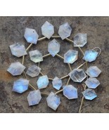Natural 20 pieces faceted hexagonal WHITE RAINBOW MOONSTONE  briolette b... - £86.52 GBP