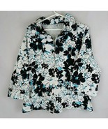 Allison Daley Women’s White, Blue, &amp; Black Floral 3/4 Sleeve Full Zip Ja... - €17,07 EUR
