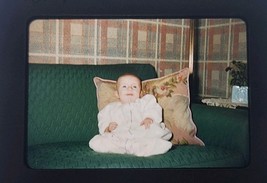 1953 Color Slide Family New Baby On Sofa Homecoming  Mid Century Newborn - $14.99