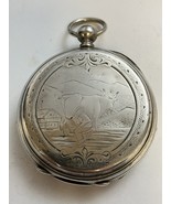 800 Silver Case KEYWIND 8j Large Men’s Swiss Pocket Watch 55mm For Parts... - $105.76 CAD