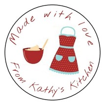 12 Personalized baked made with love stickers baking labels tags food ki... - $11.99