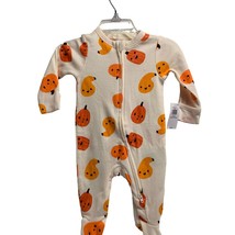 Old Navy Infant Size 0 3 Months 2 way zip pajamas New Squash Pumpkins Fall White - £5.51 GBP