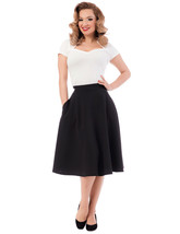 Black Retro High Waist Full Flare Skirt with Pockets Size Small and Med ... - £26.89 GBP