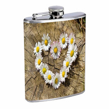 Daisy Heart Em1 Flask 8oz Stainless Steel Hip Drinking Whiskey - £11.64 GBP