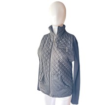 San Joy USA Black Quilted Zip Jacket Women’s Medium Knit Sleeves - $21.78