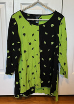 Ali Miles SMALL Tunic Blouse Green Black Embroidered Floral Textured NEW NWT - £23.68 GBP