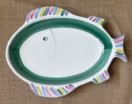 Caleca Italy Art Pottery Fish Serving Bowl Fish 15 Inch Whimsical Novelt... - £23.11 GBP