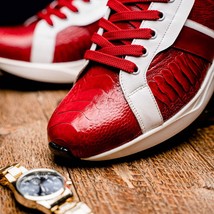 Lyon Genuine Ostrich and Calfskin Fashion Sneaker Red / White image 11