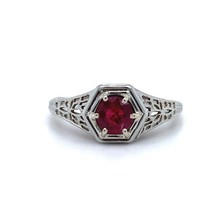 Authenticity Guarantee 
18k White Gold Art Deco .50ct Genuine Natural Ruby Fi... - £590.89 GBP