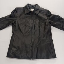 Worthington RN#93677 Women's Black Genuine Leather Full Zip Jacket Size Medium image 14