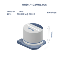 10X UUD1A102MNL1GS Nichicon 1000uF 10V 10x10 Aluminum Electrolytic Capac... - £4.44 GBP