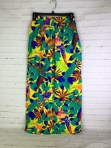 VTG Jack Winter Tropical Floral Parrot Print Rayon Skirt And Slit Women&#39;s Size 8 - £35.81 GBP