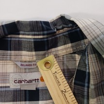 Carhartt 101294 078 Relaxed Fit Men's Cotton Gray & Blue Plaid Shirt Sz 3XL Tall image 5