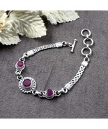 Real Sterling Silver Round Cut Stone Oxidized Women Bracelet - $68.88