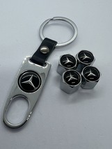 4x Chrome Aluminum Tire Air Valve Stem Cap Keychain Fits Most Mercedes Cars - $311.38 MXN