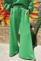 Bright Green Drop Shoulder Puff Sleeve Crop Pullover Drawstring Wide Leg... - $763.95 MXN