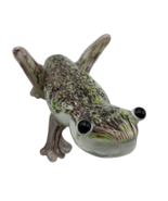 Glass Frog Figurine Hand Blown Murano Style Green Purple 7&quot; Figurine Fin... - £35.14 GBP