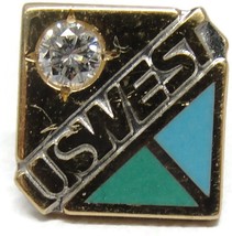 US West 14K Gold Diamond 25 Years Tie Tack Vintage Men&#39;s Accessories - £99.15 GBP