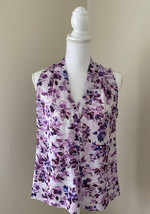 Rose + Olive Purple Floral Sleeveless Blouse Size M - £11.64 GBP