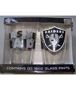 Las Vegas Raiders NFL Overtime Glass Beer Pint 16 oz Set of 2 - $654.44 MXN