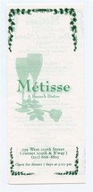 Metisse French Bistro Menu West 105th St &amp; Broadway New York  - $11.88