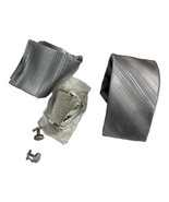 DiBanGu Gray Floral Mens Silk Tie Necktie Cufflinks Hanky Set Wedding Pa... - $15.49 CAD
