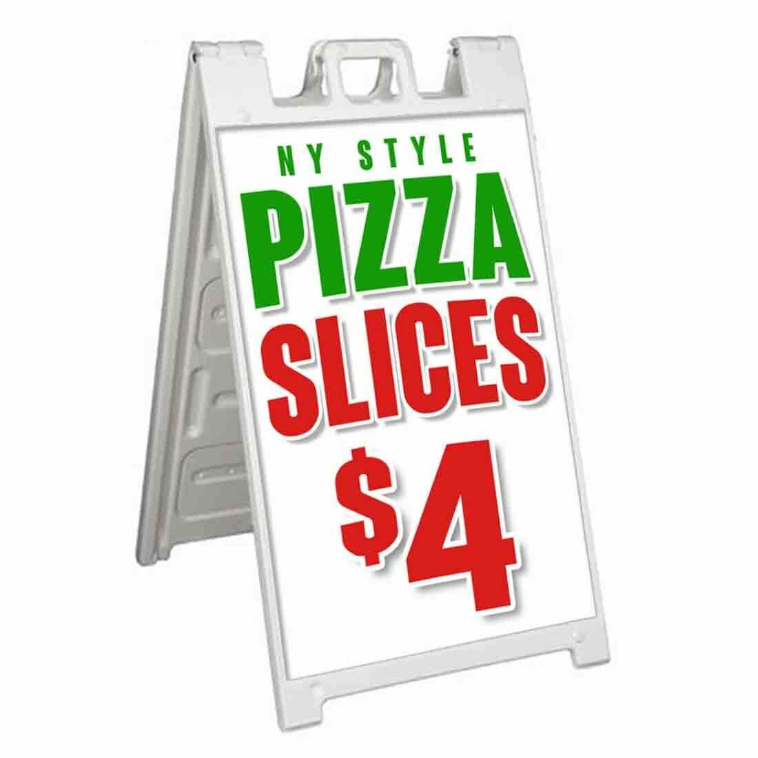NY STYLE PIZZA SLICES Signicade 24x36 Aframe Sidewalk Sign Banner Decal ...