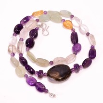 Natural Amethyst Citrine Crystal Gemstone Beads Necklace 3-20 mm 18&quot; UB-8329 - £7.73 GBP