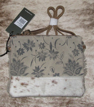 Myra Bag #1497 Hairon, Leather, Canvas 9&quot;x7&quot; Small Crossbody~Strap~Vintage Look~ - £21.57 GBP