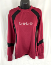 Bebe Sport Red Black Pullover Mesh Inset Long Sleeve Activewear Logo Size Small - £14.08 GBP