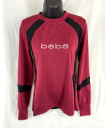 Bebe Sport Red Black Pullover Mesh Inset Long Sleeve Activewear Logo Siz... - $24.49 CAD