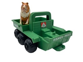 Vintage Fisher Price Adventure People Ranger Vehicle &amp; Collie Dog Toy Action - £14.38 GBP
