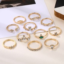 ZOVOLI Bohemia Simple Designer Gold Crystal Ring Set Stacking midi finger knuckl - £7.46 GBP