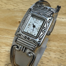 Geneva Quartz Watch Women Silver Rectangle Japan Movt Cuff Bangle New Ba... - €14,63 EUR