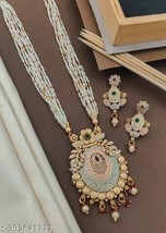 Indian Women Long pearl Necklace Set Gold plated Fashion Jewelry Wedding... - £25.38 GBP