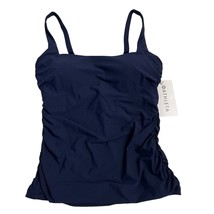 Altheta Tankini Womens 36 D/DD Square Neck Bra Cup Navy Blue Swim Top Ruched - $24.43