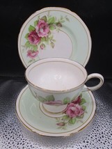 Paragon floral green England Trio cup saucer plate [84] - $74.25