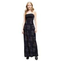 Whimsigoth 90s Black &amp; Gray Pleated Maxi Skirt With a hashtag Print Size S - $47.54 CAD