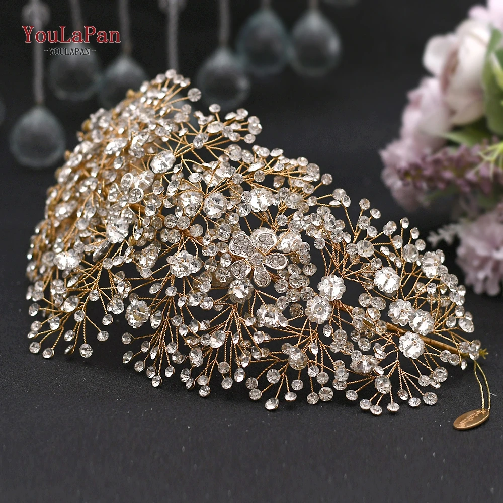 Wholesale Wedding Headband Bridal Crown Jewelry Silver Rhinestone Bridal Hair Ac - £62.26 GBP