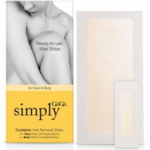 Simply GiGi Ready-to-Use Hair Removal Strips for Face and Body, 12 Face and 6 Bo - £15.17 GBP