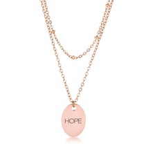 Rose Gold Plated Double Chain HOPE Necklace - £34.82 GBP