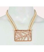 Vince Camuto Pendant Necklace Rose Gold Hemp Cord Square Leaf $98 GR8 Gi... - £22.02 GBP