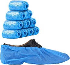 100x Blue Waterproof Disposable Shoe Covers Overshoes Protector 16in - £11.67 GBP